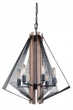 Vaxcel International H0182 - Dearborn 6L Chandelier Black Iron and Burnished Oak