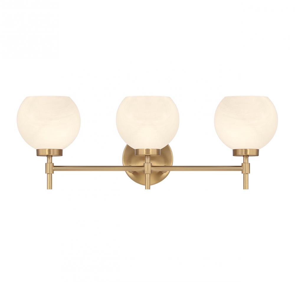 Hannah 3-Light Bathroom Vanity Light in Warm Brass