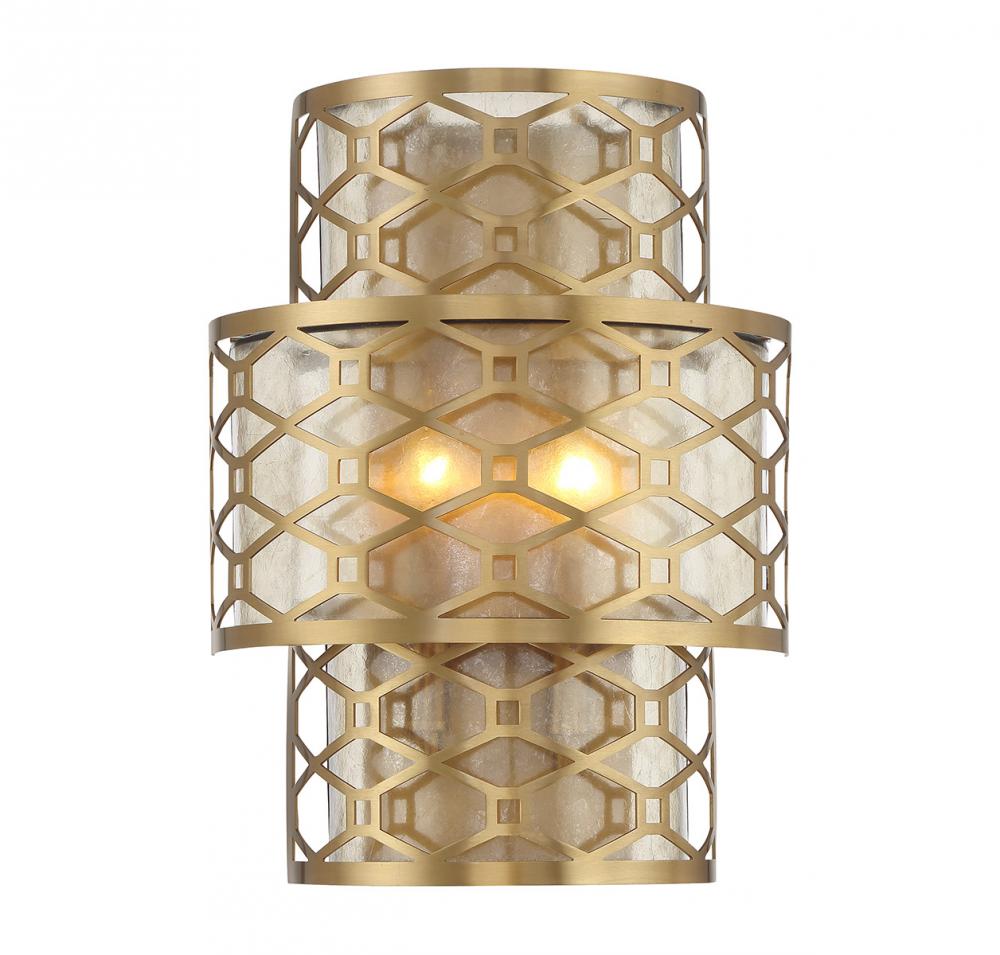 Mannheim 2-Light Wall Sconce in Warm Brass