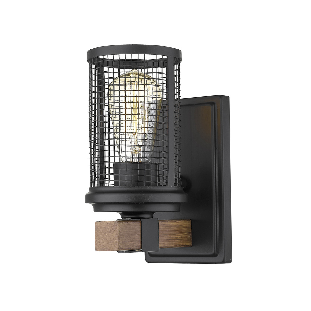 Mesa 1-Light Wall Sconce Matte Black/Wood Grain