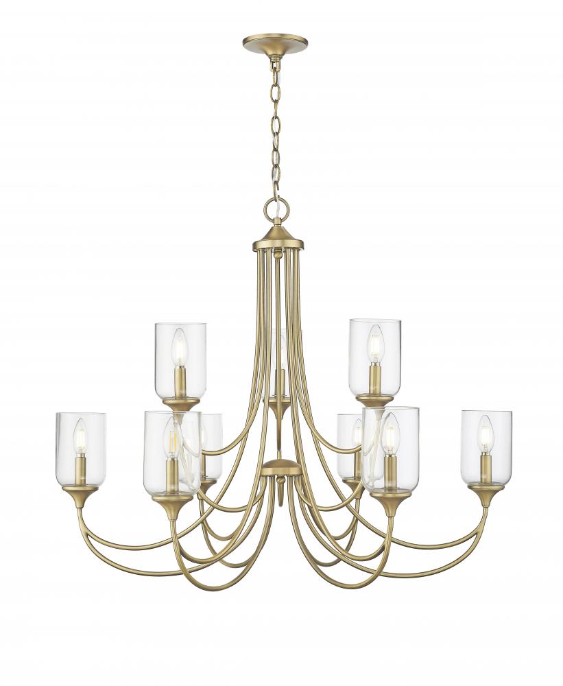 Waddingham 9-Light Chandelier Ceiling Light Vintage Brass