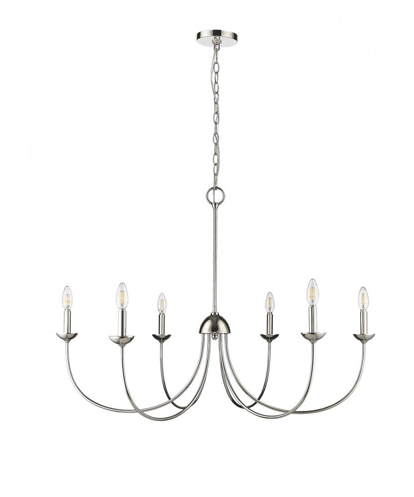 Huxley 6-Light Chandelier Ceiling Light Polished Nickel