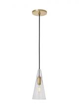  SLPD280CNB-L - Sean Lavin Lustra 1-light dimmable small accent pendant with natural brass finish and glass shade