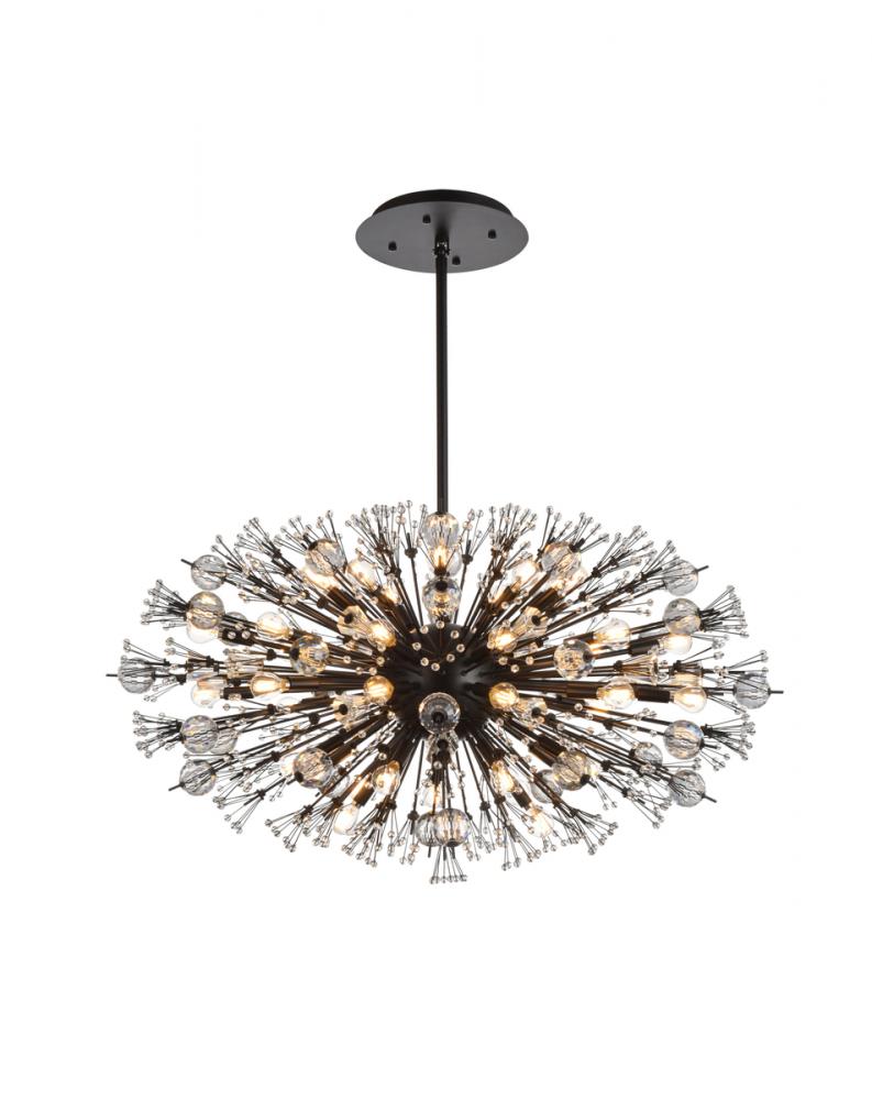 Vera 42 inch crystal starburst oval pendant in black