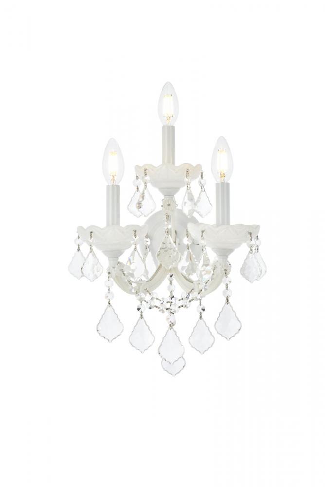 Maria Theresa 3 Light White Wall Sconce Clear Royal Cut Crystal