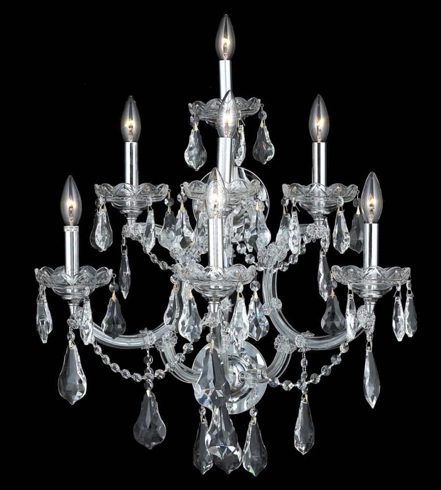 Maria Theresa 7 Light Chrome Wall Sconce Clear Royal Cut Crystal