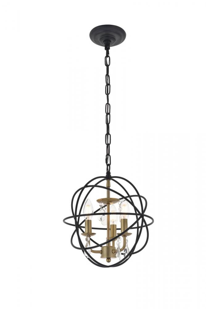 Wallace 3 Light Matte Black and Brass Pendant