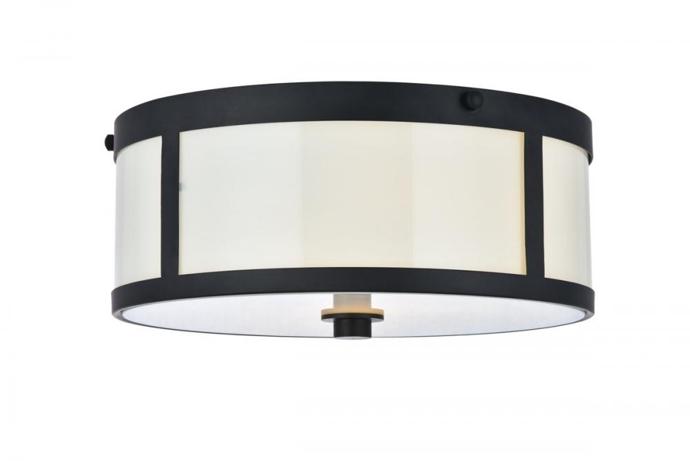 Hadrian 2 light 12 inch flat black flush mount