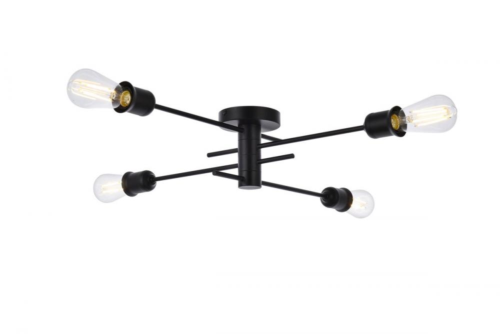 Xavier 4 Lights Flush Mount in Black