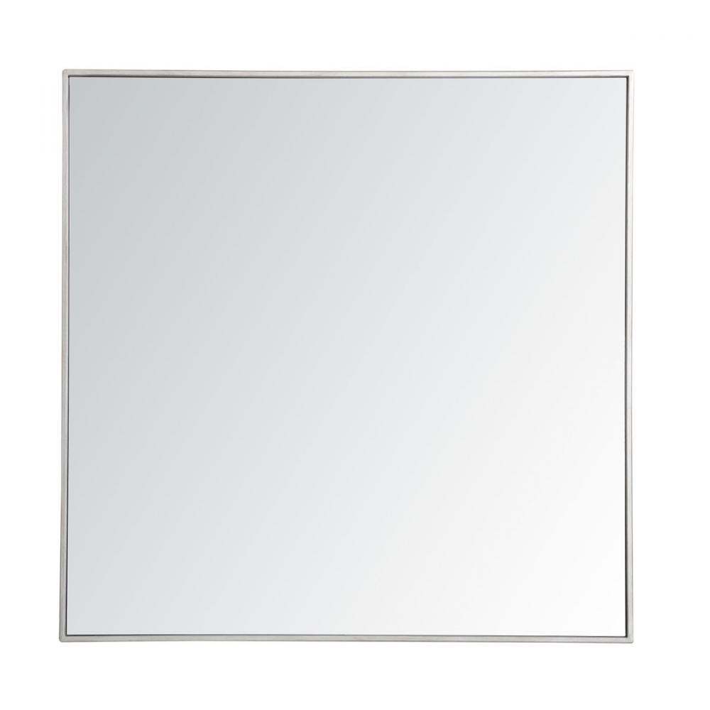 Metal Frame Square Mirror 36 Inch in Silver