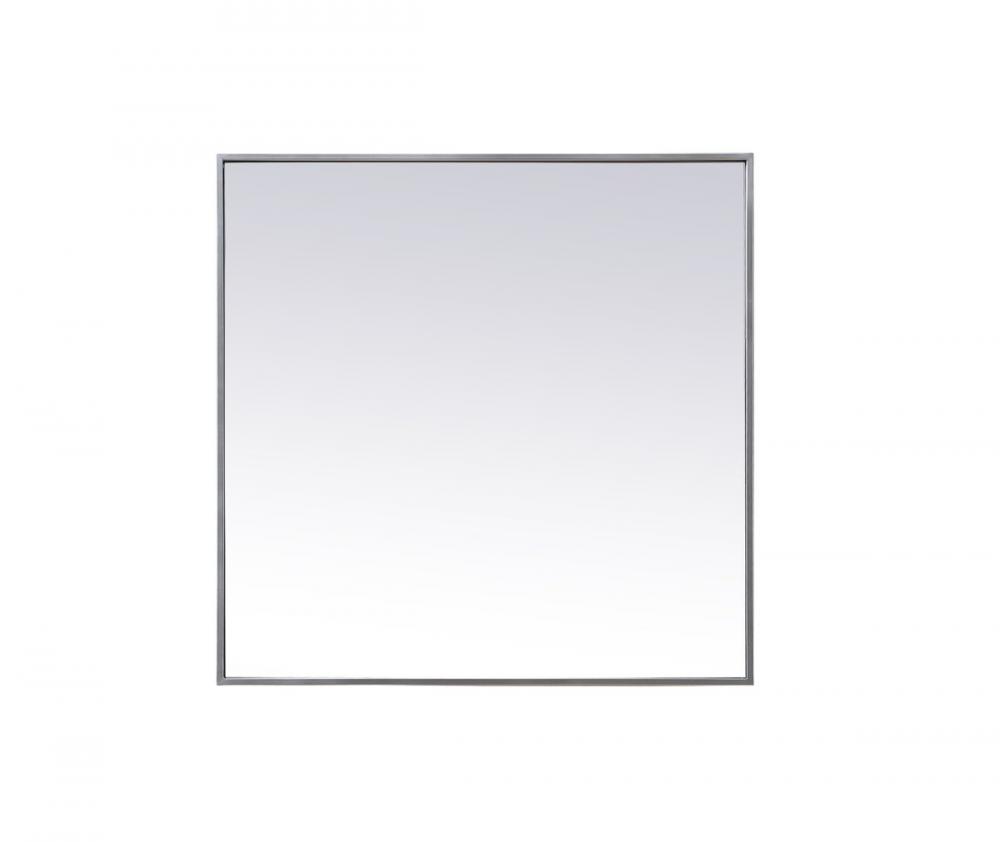 Metal Frame Square Mirror 30 Inch in Silver