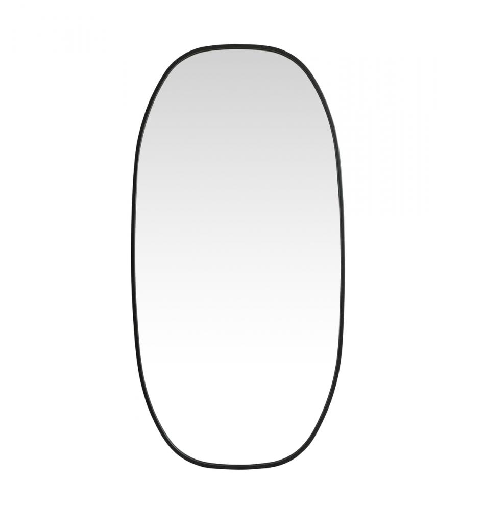 Metal Frame Oval Mirror 24x48 Inch in Black