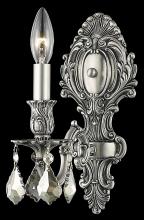 Elegant 9601W5PW-GT/RC - Monarch 1 Light Pewter Wall Sconce Golden Teak (Smoky) Royal Cut Crystal