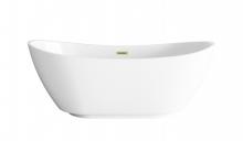 Elegant BT10367GW-BGD - 67 inch Soaking Bathtub in Glossy White with Brushed Gold Trim