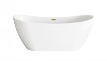 Elegant BT30467GW-BGD - 67 inch Bathtub in Glossy White with Brushed Gold Trim