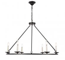 Elegant LD6010D36BK - Maine 6 Light Black Chandelier