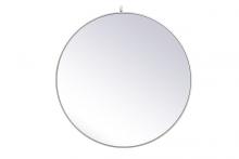 Elegant MR4739S - Metal Frame Round Mirror with Decorative Hook 39 Inch in Silver