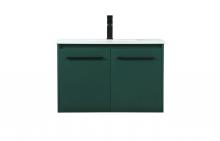 Elegant VF44530MGN - 30 Inch Single Bathroom Vanity in Green