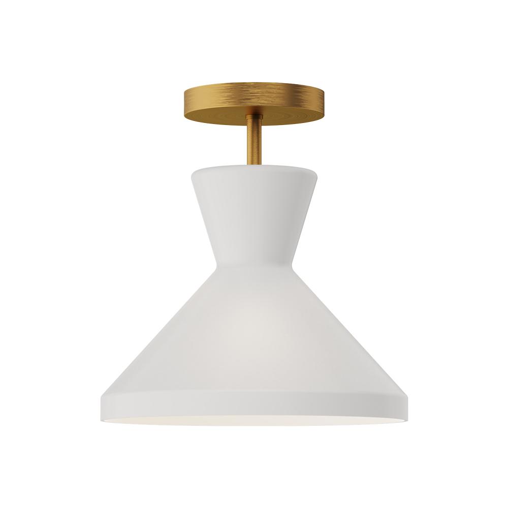 Betty 10-in Aged Gold/Opal Glass 1 Light Semi Flush Mount