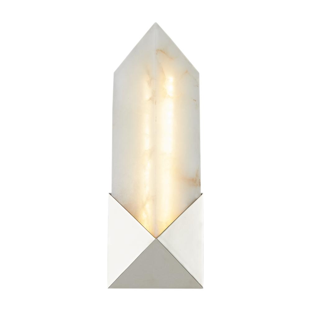 Caesar 12-in Polished Nickel/Alabaster LED Wall/Vanity