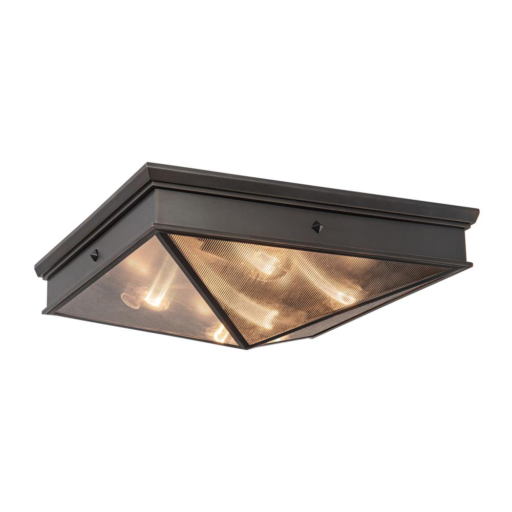 Cairo 19-in Ribbed Glass/Urban Bronze 4 Lights Flush Mount