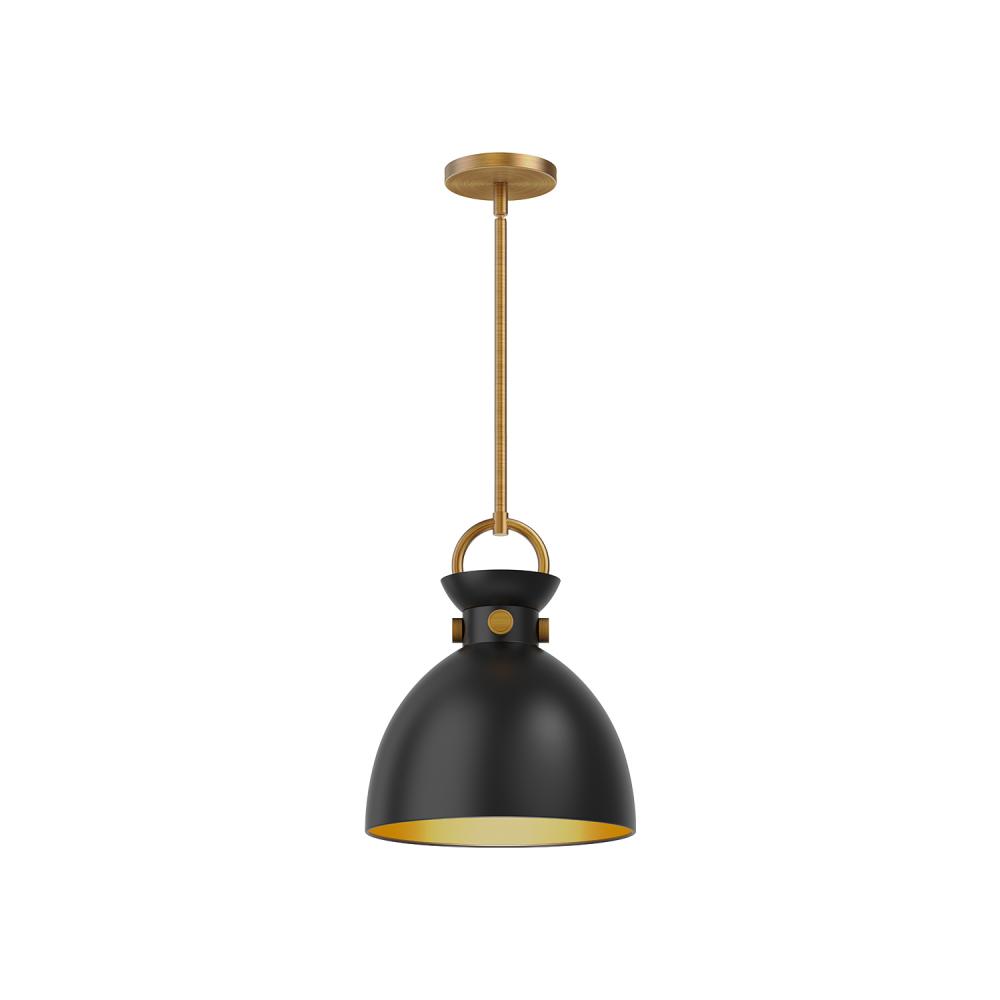 Waldo 11-in Aged Gold/Matte Black 1 Light Pendant