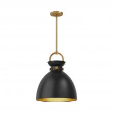 ALORA  PD411314AGMB - Waldo 14-in Aged Gold/Matte Black 1 Light Pendant