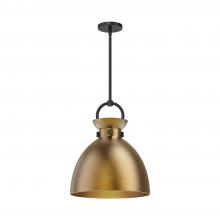  PD411314MBAG - Waldo 14-in Matte Black/Aged Gold 1 Light Pendant