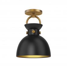 ALORA  SF411309AGMB - Waldo 9-in Aged Gold/Matte Black 1 Light Semi Flush Mount