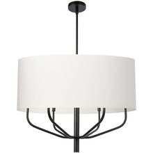 Dainolite ELN-306C-MB-790 - 6 Light Incandescent Pendant, Matte Black w/ White Fabric Shade