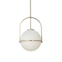 Dainolite PAO-121P-AGB - 1 Light Incandescent Pendant, Aged Brass with White Opal Glass