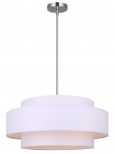 Canarm ICH1148A03BN22 - LANDRA, 3 Lt 22" Wide Rod Chandelier, White Fabric Shade, 60W Type A, 22" W x 18 - 60" H