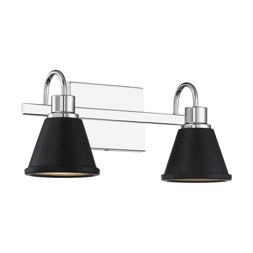 Bette - 2 Light LED Vanity -Polished Nickel and Matte Black Metal Finish