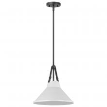 Nuvo 60/7647 - Zelda; 1 Light Pendant; Medium Base; 60 Watt; Black Finish; White Metal Shade; Faux Leather Straps