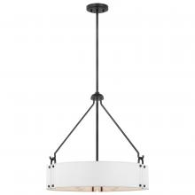 Nuvo 60/7692 - Halter; 4 Light Pendant; Medium Base; 60 Watt; Matte Black Finish; White Fabric Shade