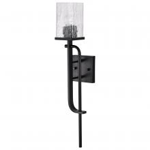 Nuvo 60/7748 - Terrace 1 Light Wall Sconce; Matte Black Finish; Crackel Glass