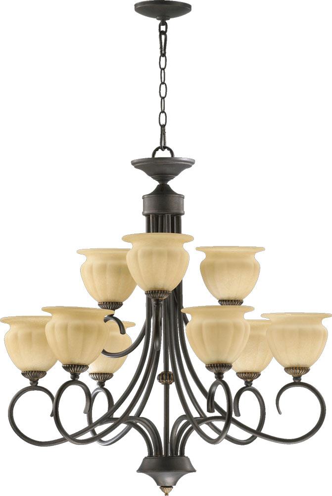 Nine Light Toasted Sienna Up Chandelier