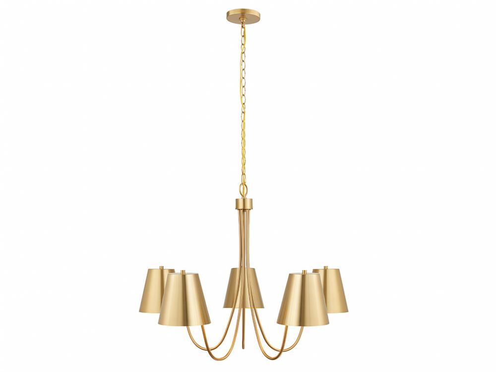 5-Light Chandelier in Natural Brass