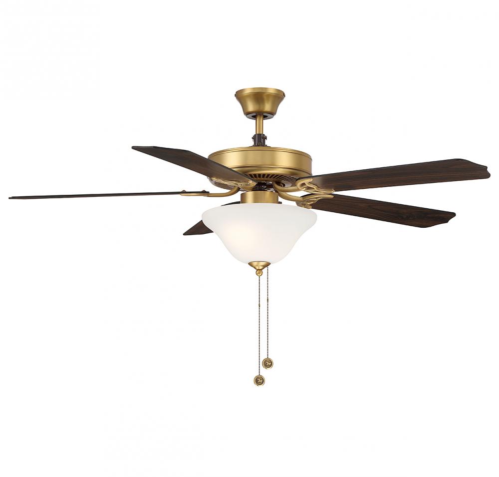 52" 2-Light Ceiling Fan in Natural Brass