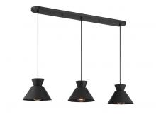  M100134MBK - 3-Light Linear Chandelier in Matte Black