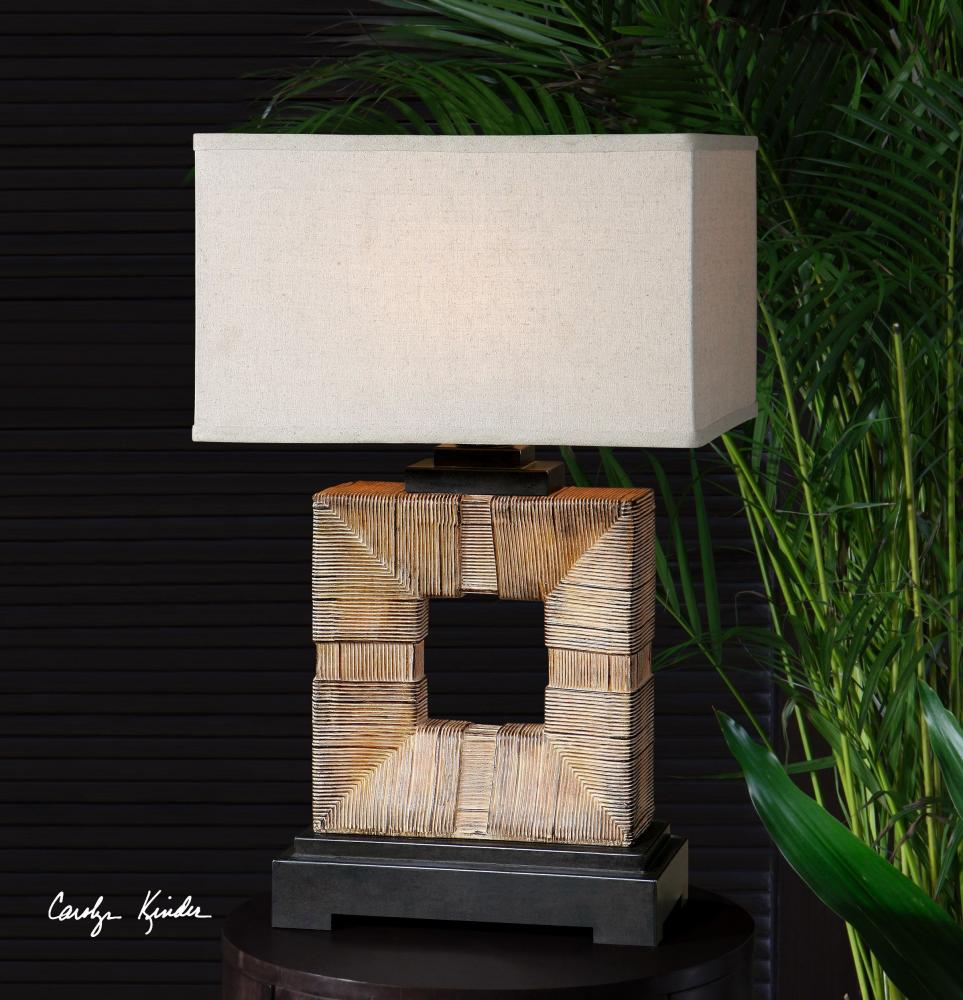 One Light Burnished Light Bamboo Table Lamp