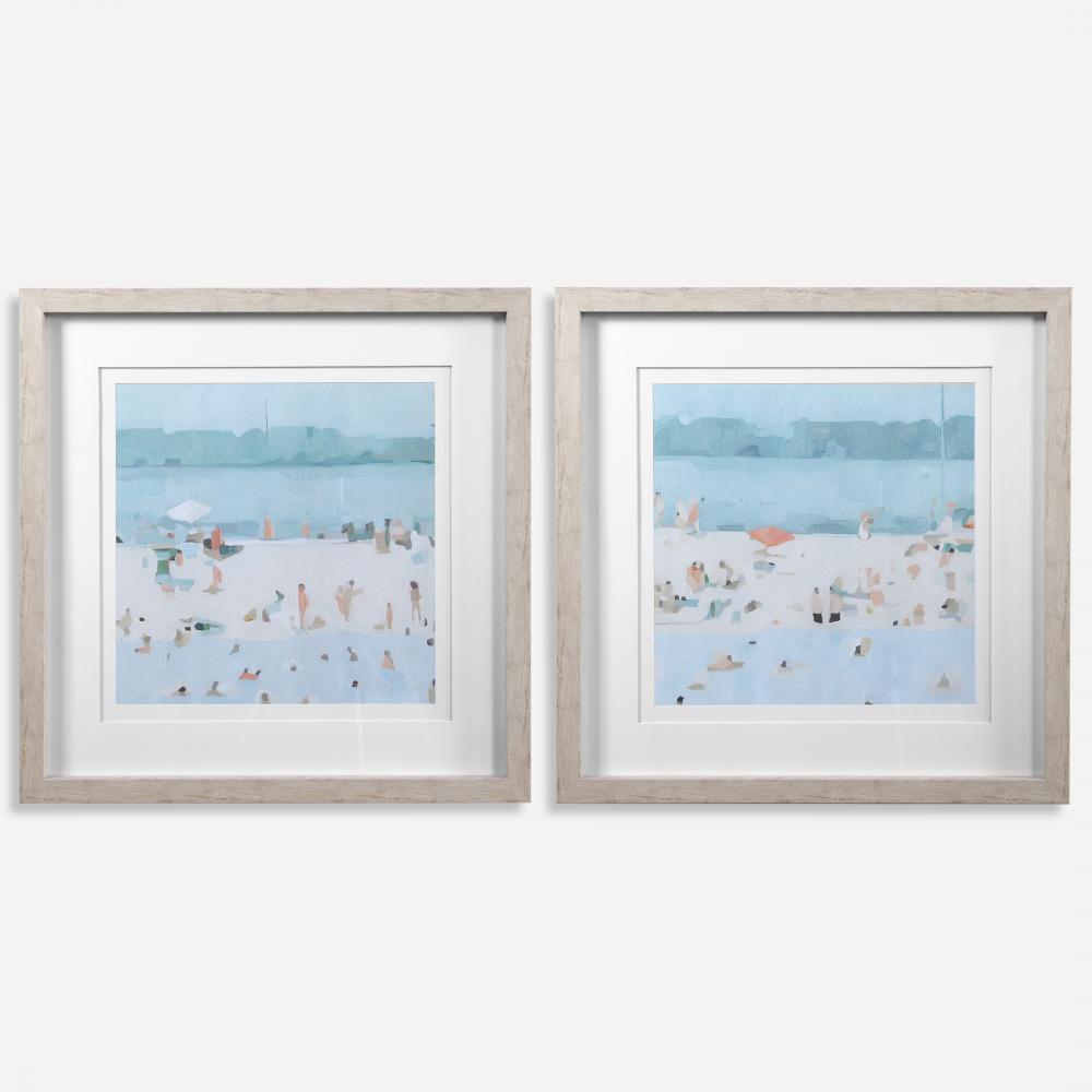 Sea Glass Sandbar Framed Prints, Set/2