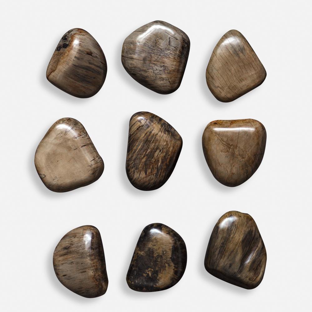 Uttermost Pebbles Walnut Wood Wall Décor, S/9