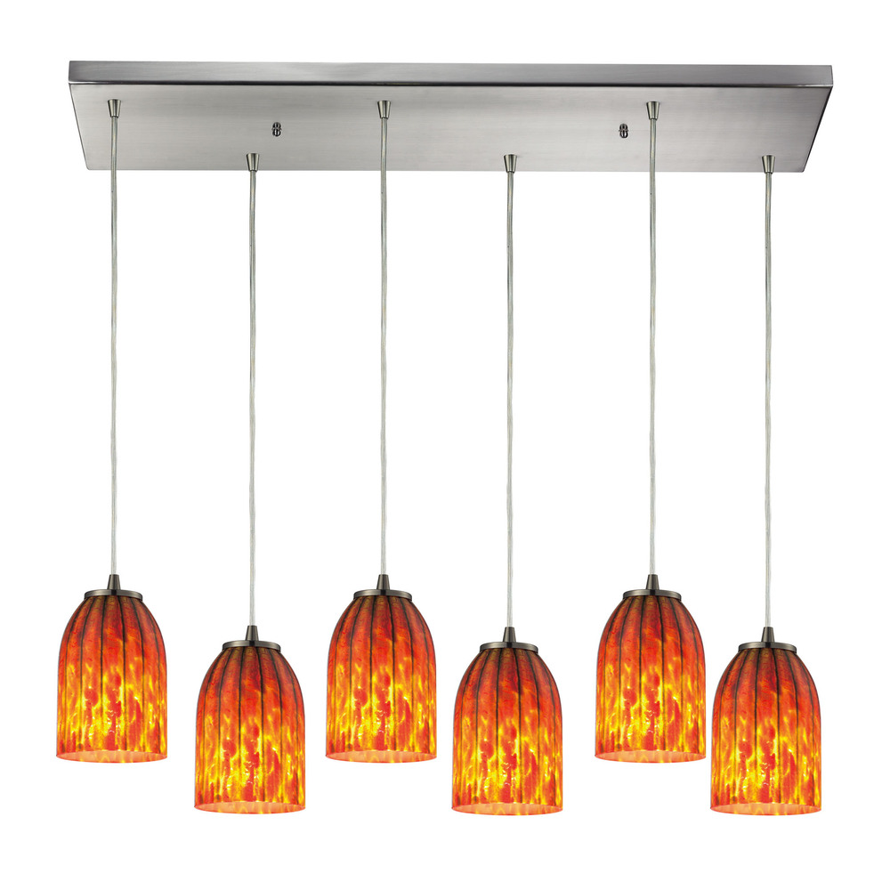 Caliente Collection 6 light pendant in Satin Nickel