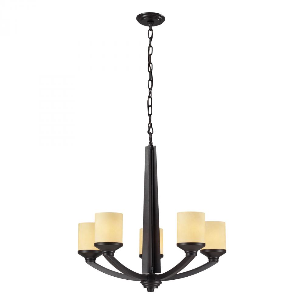 Five Light Oiled Bronze Up Chandelier