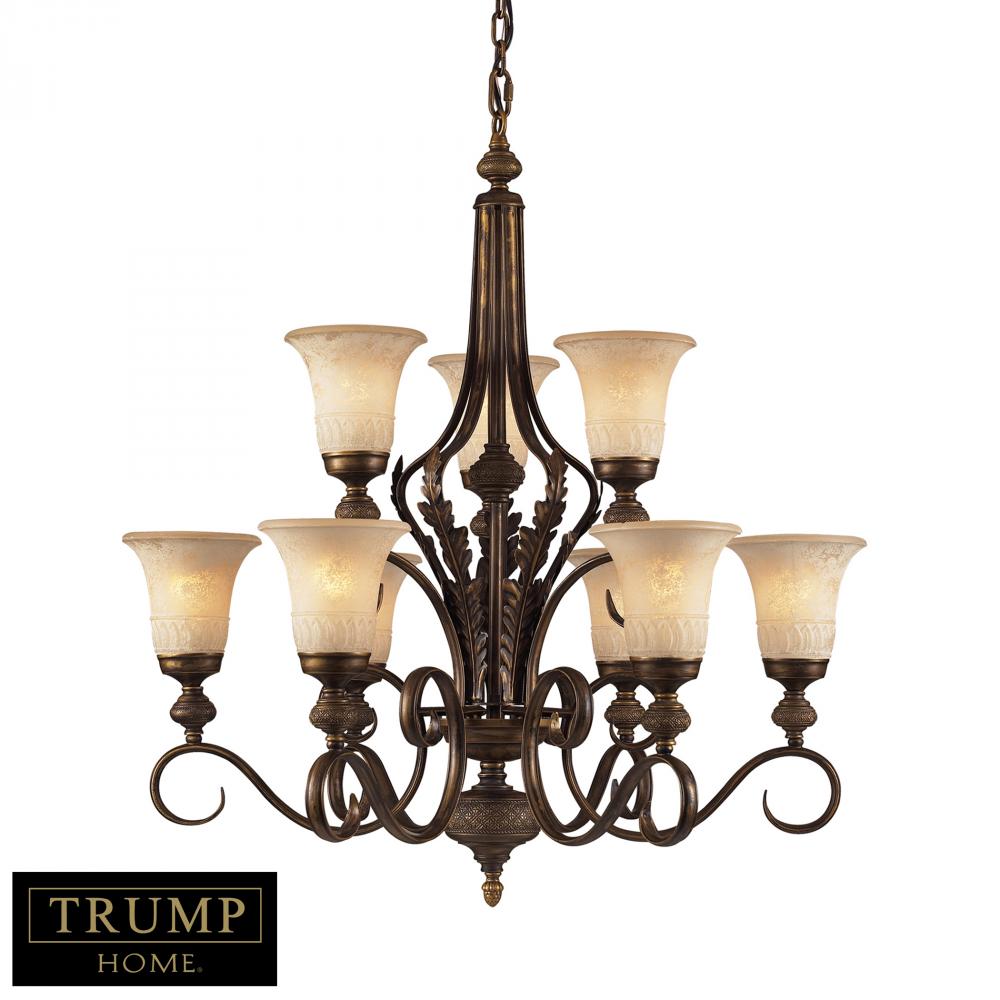 Nine Light Weathered Umber Up Chandelier