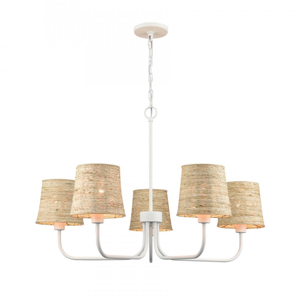 Abaca 34'' Wide 5-Light Chandelier - Textured White