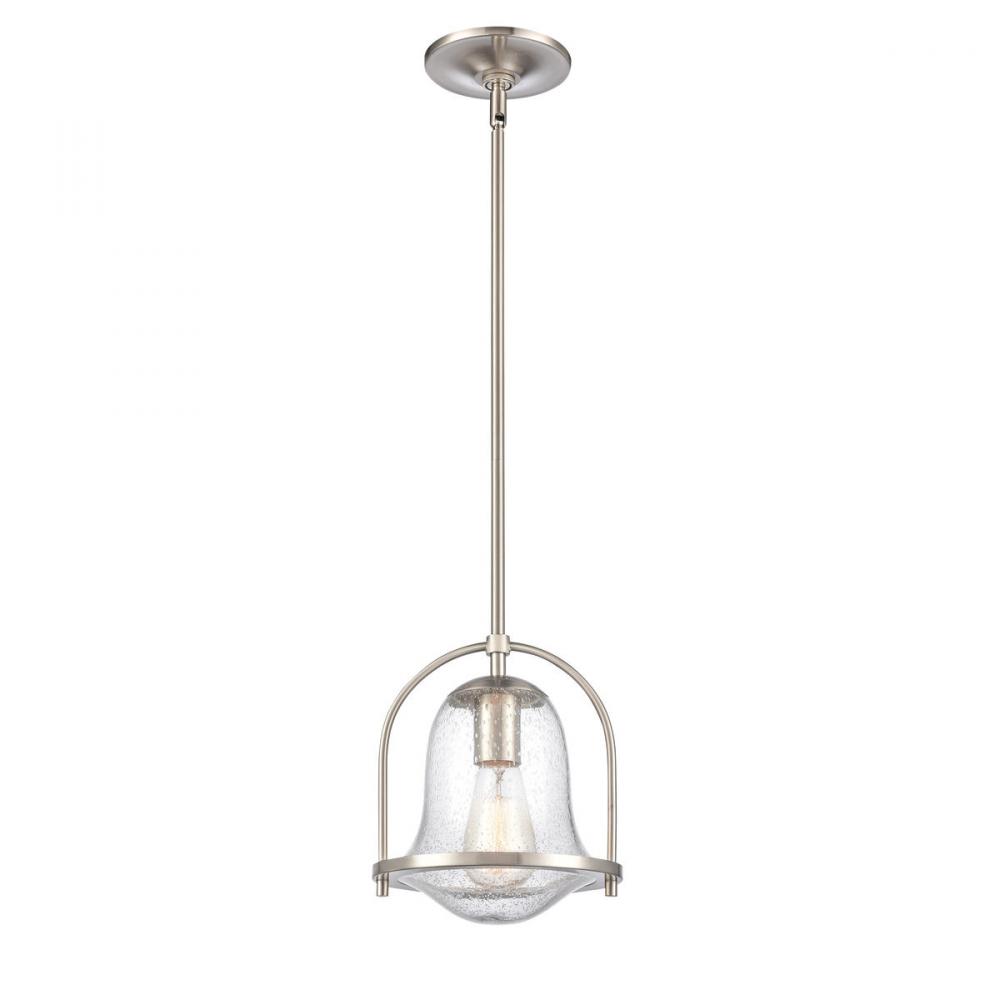 Connection 8'' Wide 1-Light Mini Pendant - Satin Nickel