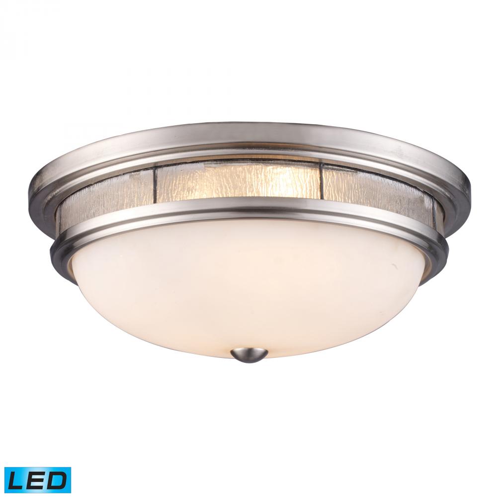 Three Light Satin Nickel Bowl Flush Mount