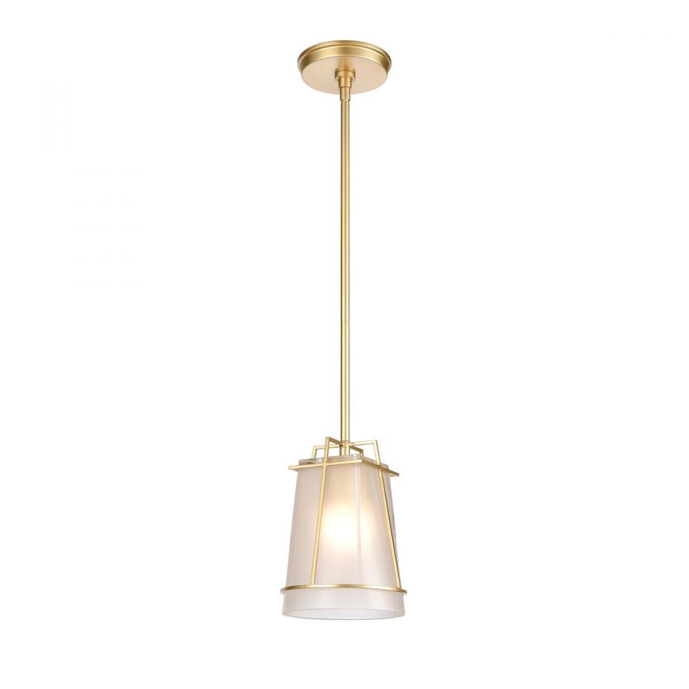 Square To Round 6'' Wide 1-Light Mini Pendant - Champagne Gold